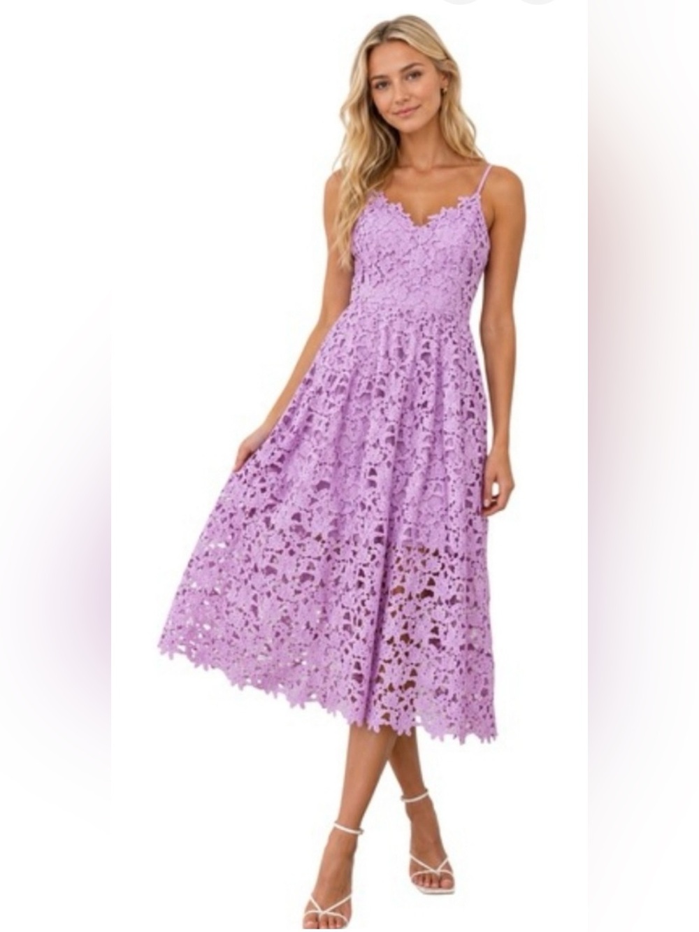 Astr the Label Lilac Crochet Spaghetti Strap Dress xsm